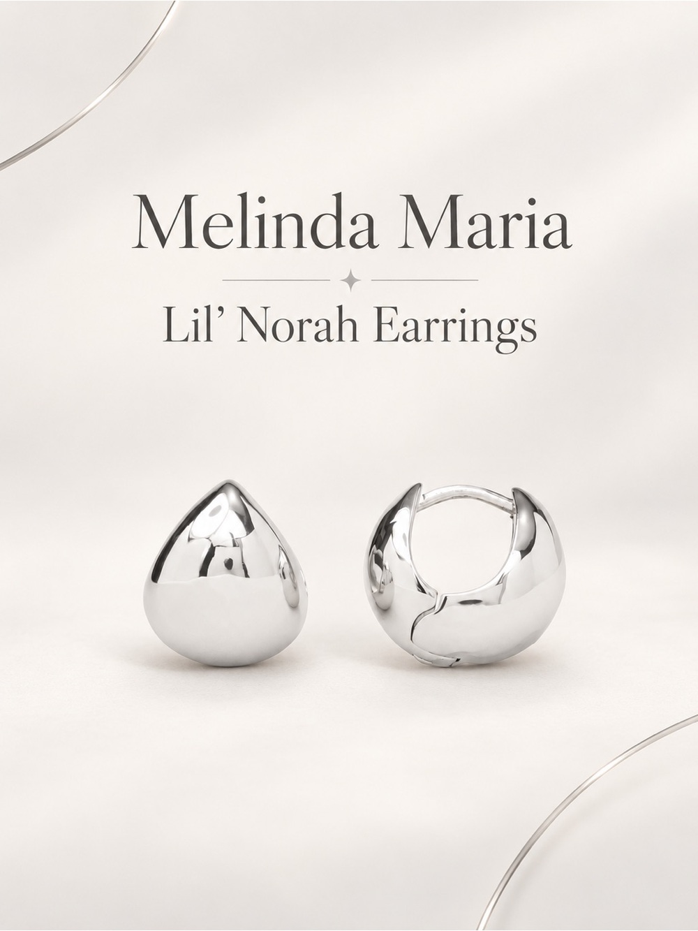 Melinda Maria Women’s Lil’ Norah Silver Teardrop Statement Huggie Earrings New
